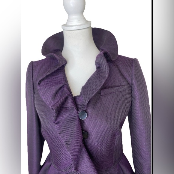 Red Valentino Purple Ruffle Jacket Blazer COAT Womens US Size 2 Made in Italy - Picture 5 of 14